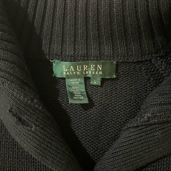 Lauren Ralph Lauren Black Button Down Cardigan Sweater / Size L - Picture 4 of 7